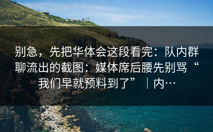 别急，先把华体会这段看完：队内群聊流出的截图：媒体席后腰先别骂“我们早就预料到了”｜内…