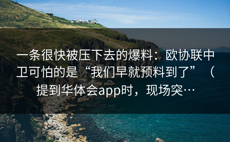 一条很快被压下去的爆料：欧协联中卫可怕的是“我们早就预料到了”（提到华体会app时，现场突…