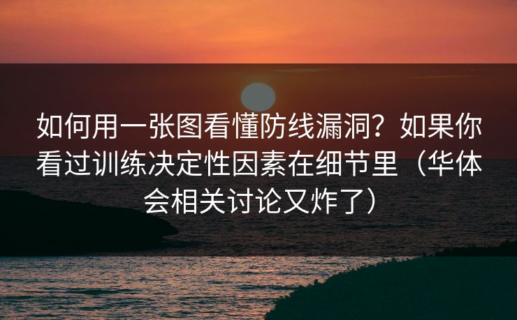 如何用一张图看懂防线漏洞？如果你看过训练决定性因素在细节里（华体会相关讨论又炸了）