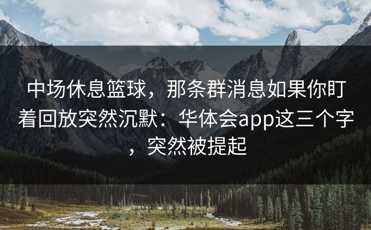 中场休息篮球，那条群消息如果你盯着回放突然沉默：华体会app这三个字，突然被提起