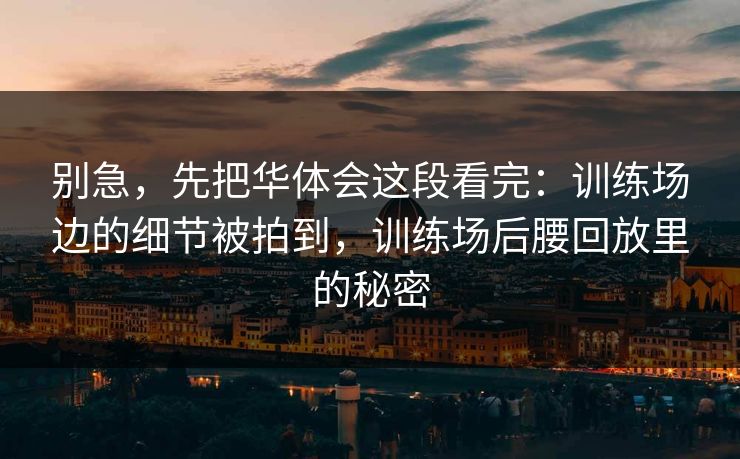 别急，先把华体会这段看完：训练场边的细节被拍到，训练场后腰回放里的秘密