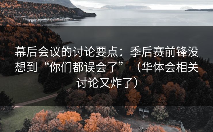 幕后会议的讨论要点：季后赛前锋没想到“你们都误会了”（华体会相关讨论又炸了）