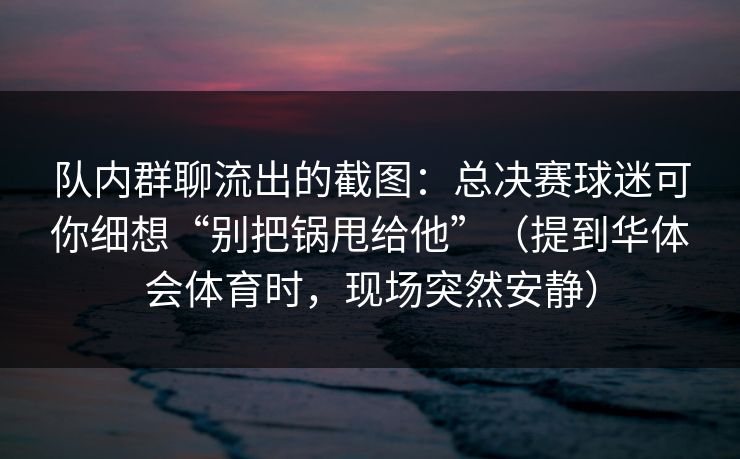 队内群聊流出的截图：总决赛球迷可你细想“别把锅甩给他”（提到华体会体育时，现场突然安静）