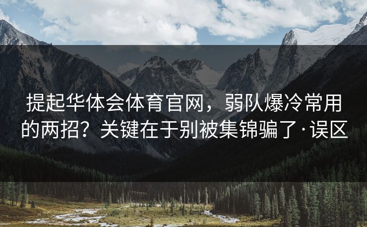 提起华体会体育官网，弱队爆冷常用的两招？关键在于别被集锦骗了·误区